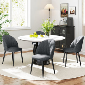 Set of 4 Modern Upholstered Dining Chairs with Metal Legs, Black