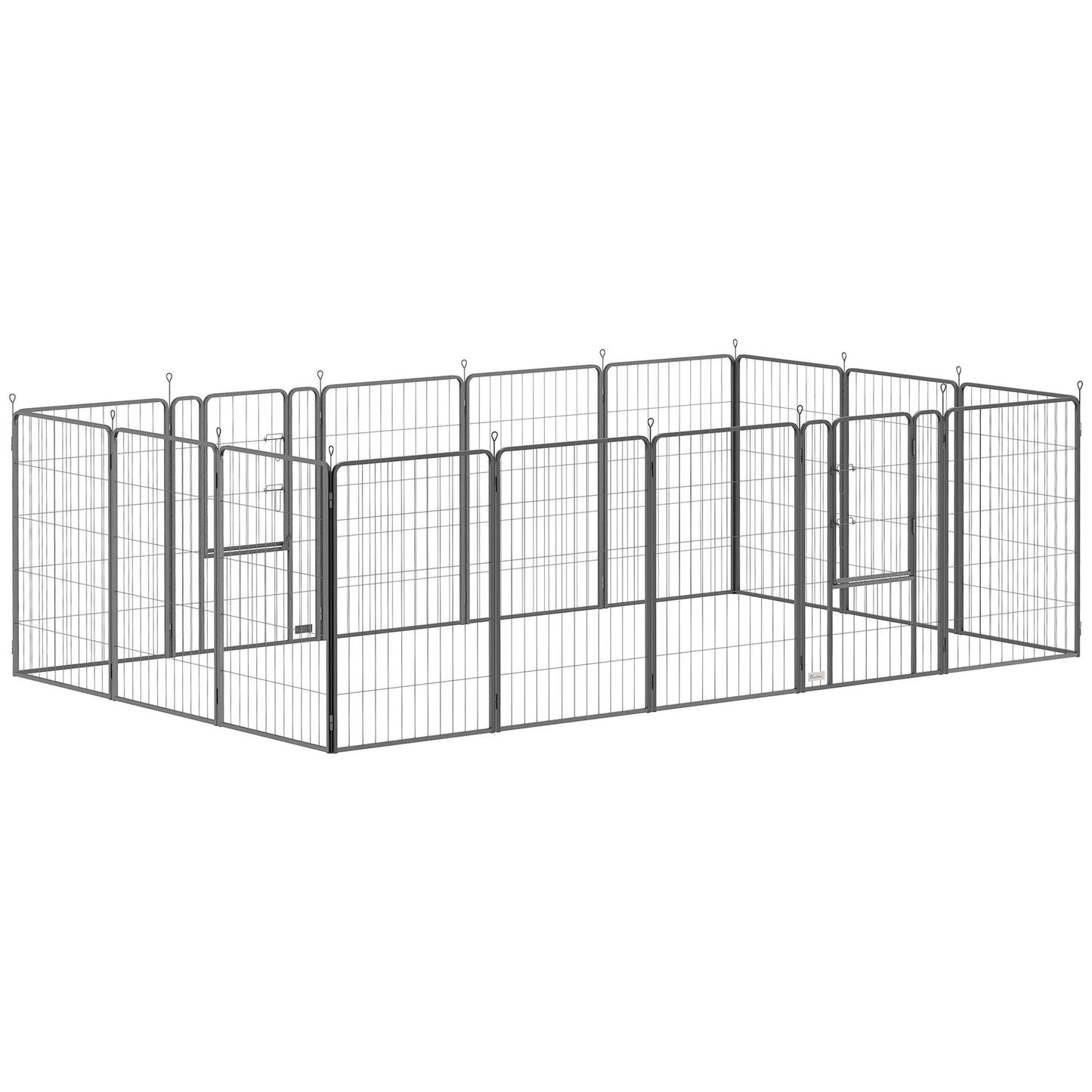 16-Panel Dog Playpen with Straps, Portable & Self-Assembly, for Large Dogs, 99cm Height