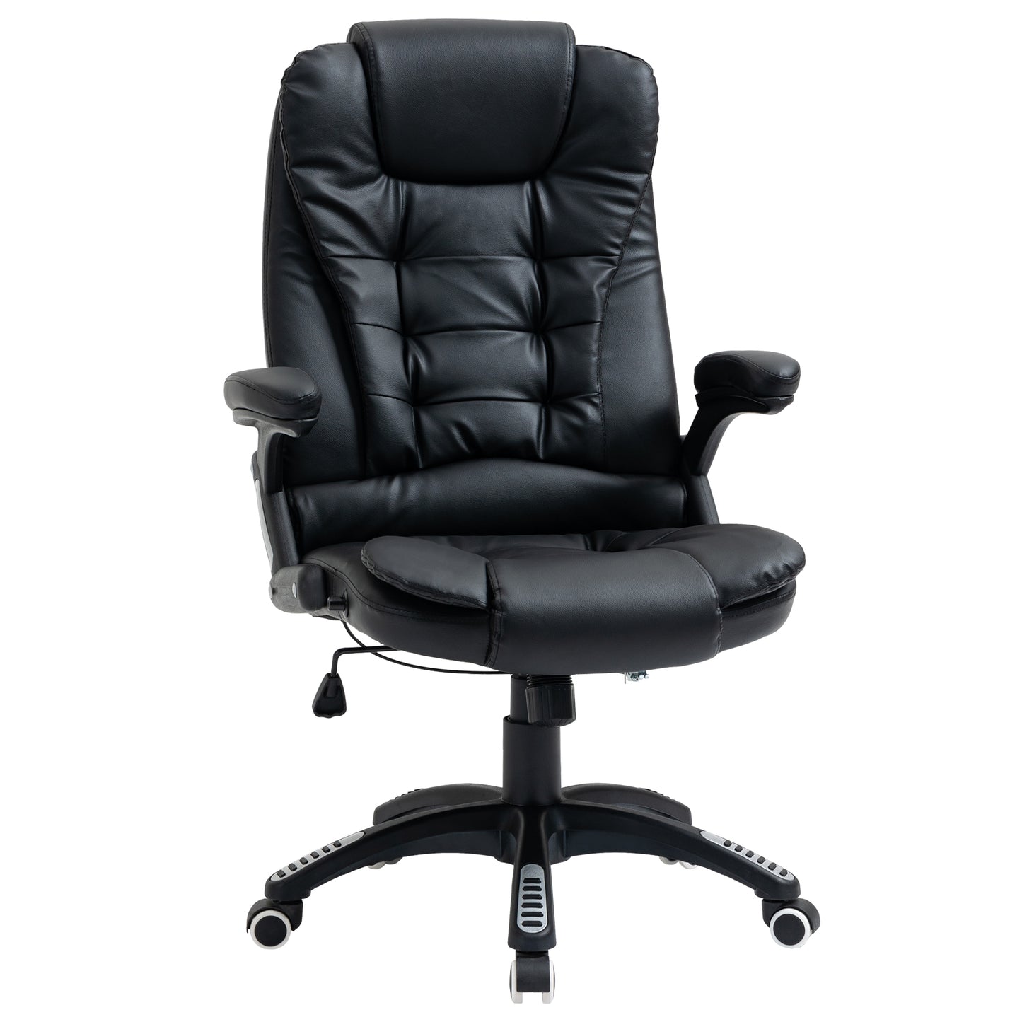Fauteuil de bureau en cuir synthétique, inclinable, avec roulettes pivotantes, accoudoirs, hauteur réglable, dossier haut, noir