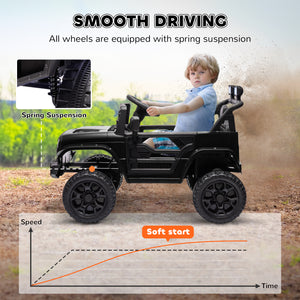12V electric car with remote control and music, black