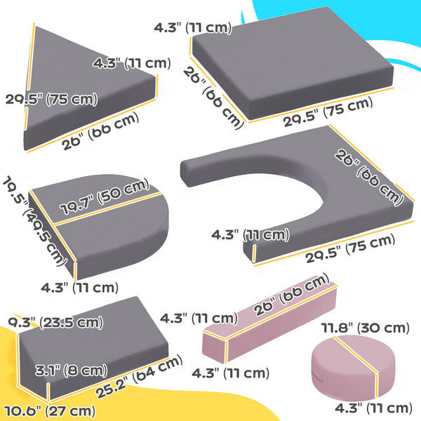 Canapé de jeu modulaire 12 pièces pour enfants, gris