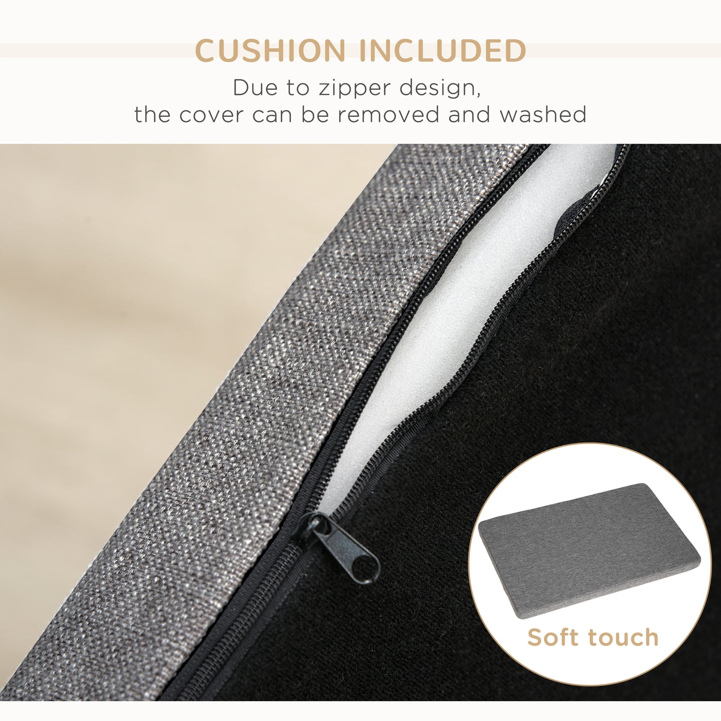 Canapé moderne pour animaux de compagnie, pour taille moyenne et grande, avec coussin amovible, gris foncé