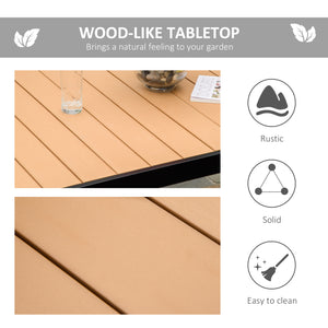 Aluminum outdoor dining table for 6 people, natural