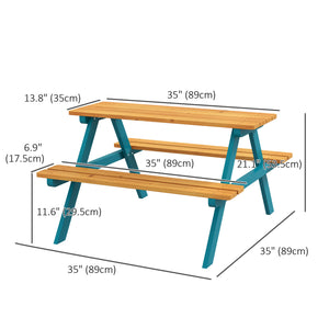 Ensemble de table de pique-nique et bancs, bois naturel