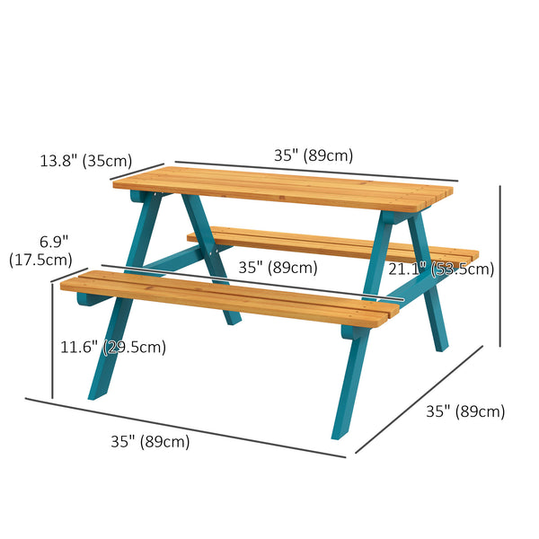 Ensemble de table de pique-nique et bancs, bois naturel