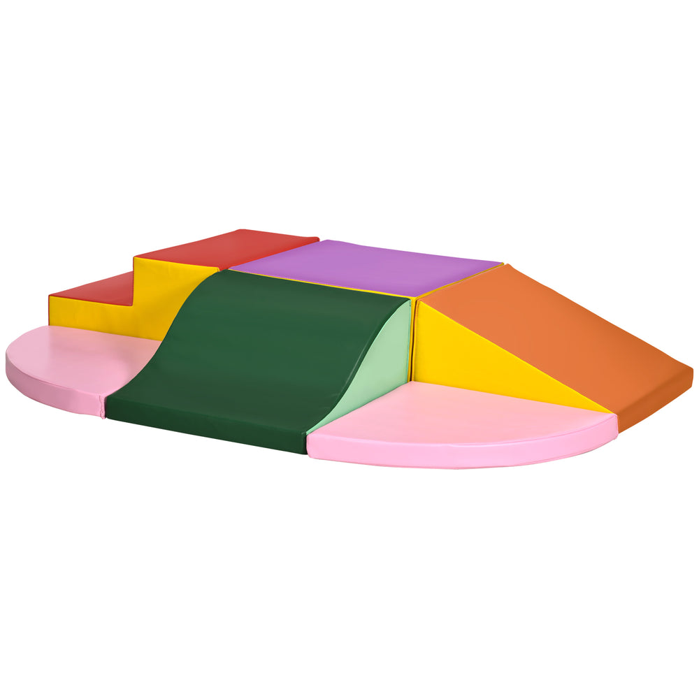 Aire de jeux souple 6 pièces pour grimper, ramper et glisser, rouge/rose