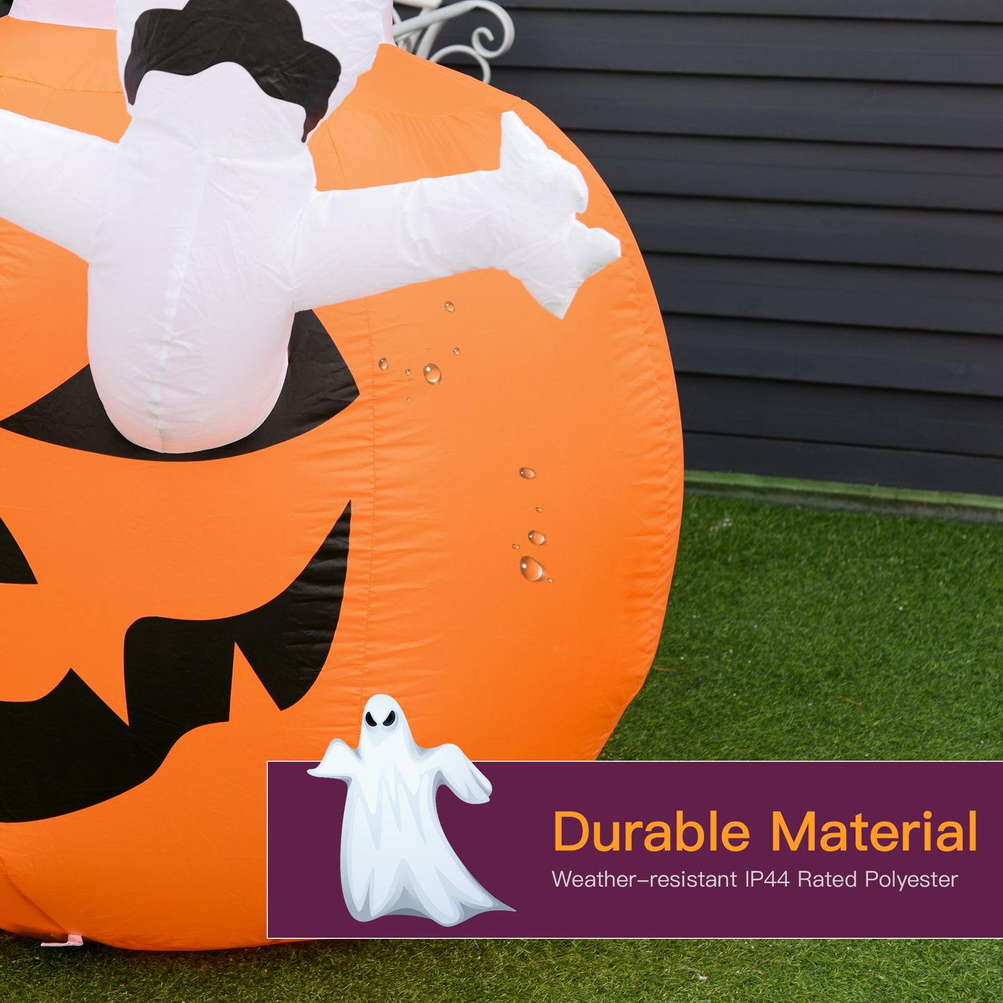 Lanterne gonflable d'Halloween de 1,8 m de haut avec fantômes, lanterne, citrouille et lumières LED