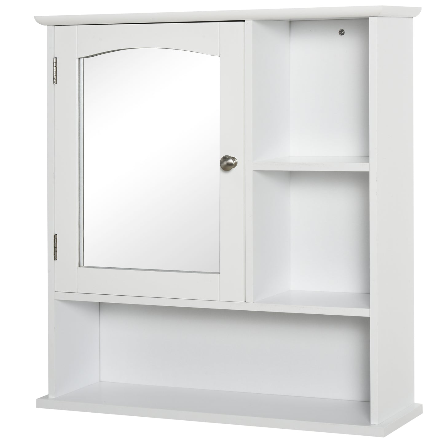 Armoire à pharmacie avec miroir et portes, étagères de rangement, blanche