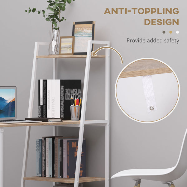 Computer Desk with Storage Shelves and Folding Top, White