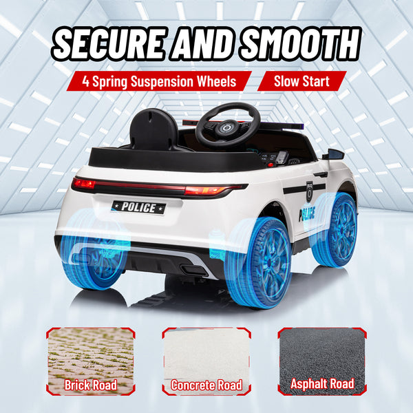 Voiture de police électrique 12 V avec télécommande, blanc