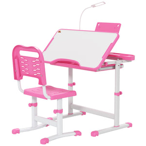 Table d'étude pour enfants avec plateau inclinable, rose