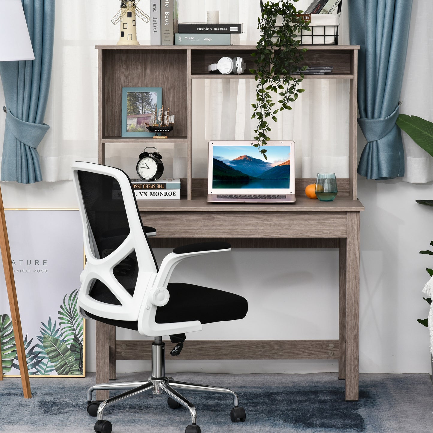 Bureau d'ordinateur avec rangement, marron