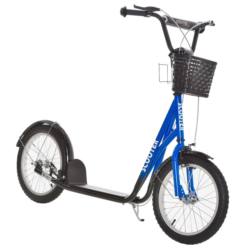 Trottinette avec guidon réglable, 2 freins, panier porte-gobelet, bleu