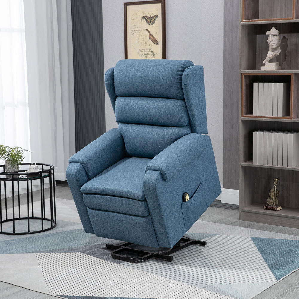 Fauteuil releveur inclinable électrique avec repose-pieds, bleu