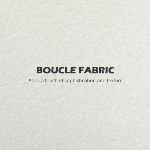 Canapé 2 places en tissu Boucle avec rembourrage épais et pieds en bois, blanc crème