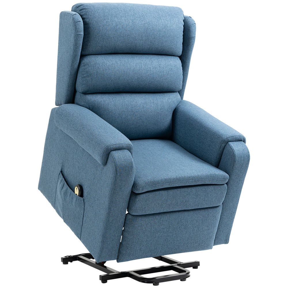 Fauteuil releveur inclinable électrique avec repose-pieds, bleu