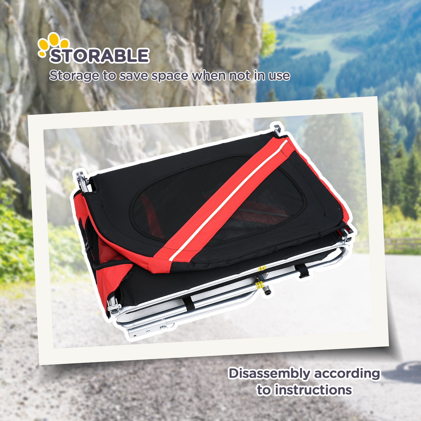Dog Bike Trailer, Pet Cart, Red/Black