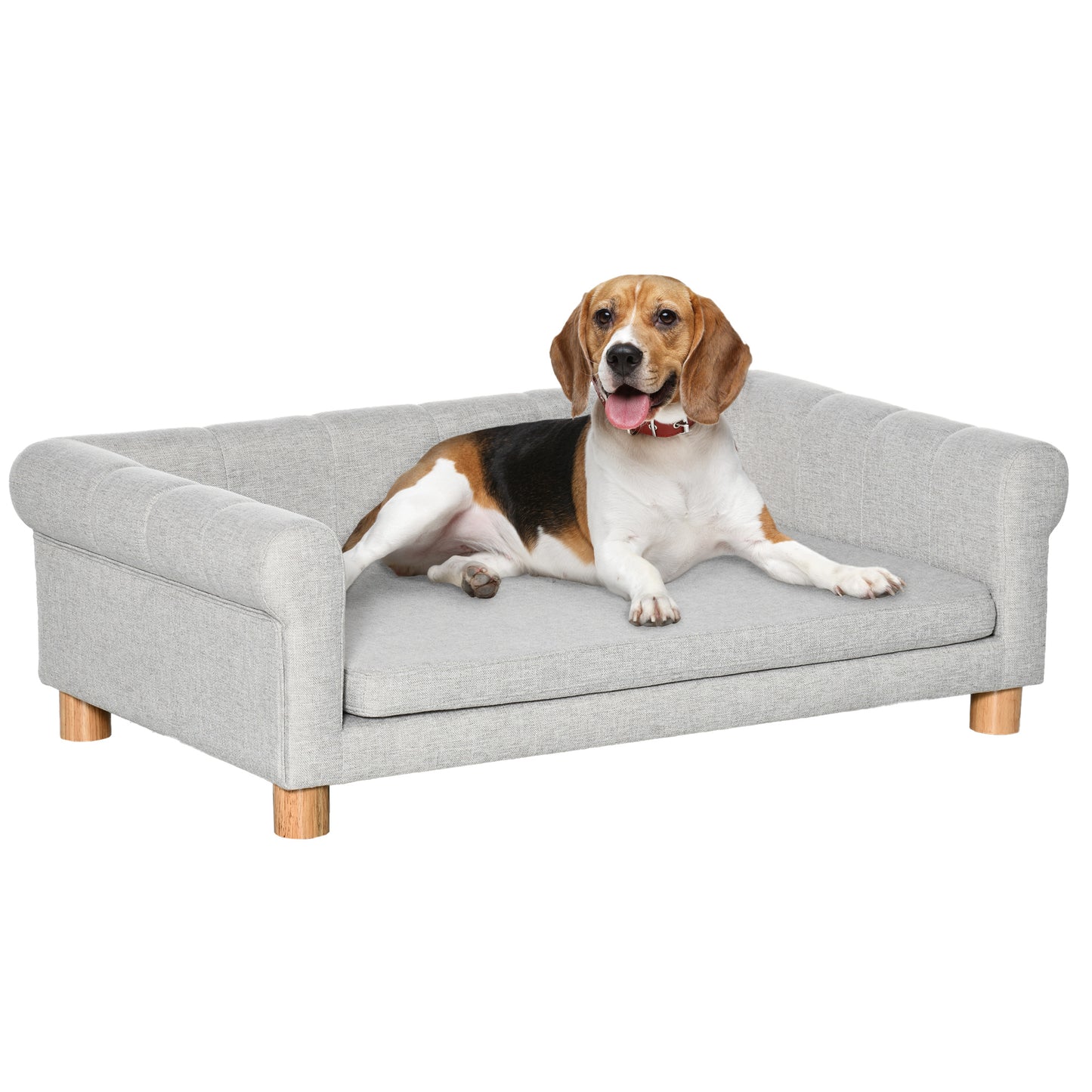 Canapé moderne pour animaux de compagnie de taille moyenne et grande, avec coussin d'assise amovible, gris clair