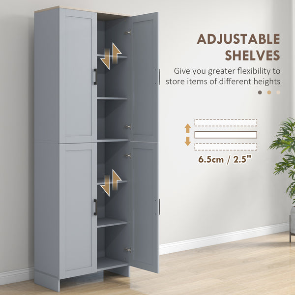Armoire de cuisine 4 portes avec étagères réglables, gris