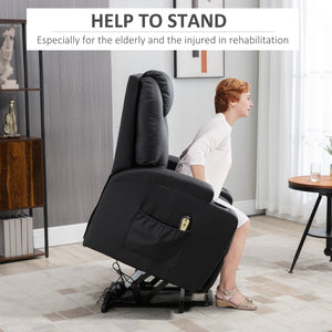 Fauteuil releveur électrique en cuir PU avec repose-pieds, noir