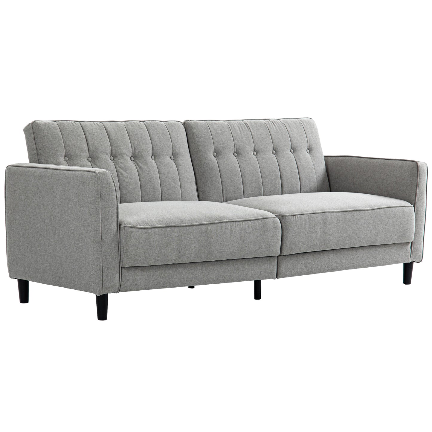 Canapé-lit convertible en tissu capitonné avec dossier réglable pour salon, gris