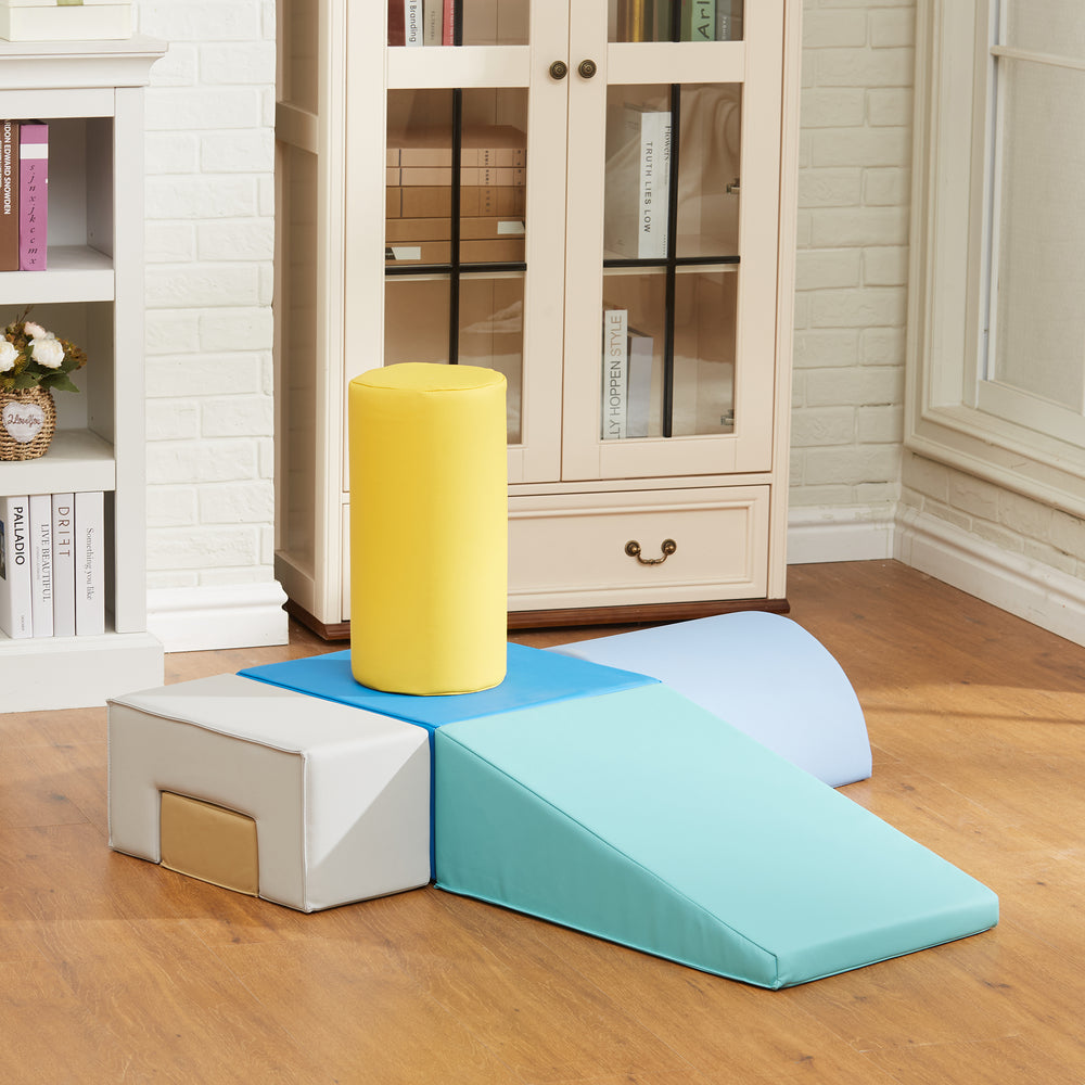 Aire de jeux souple 6 pièces pour enfants, jaune/vert