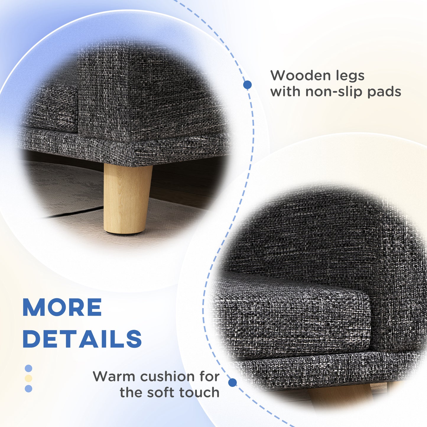 Canapé pour grands chiens avec housse lavable et coussinets antidérapants, gris foncé