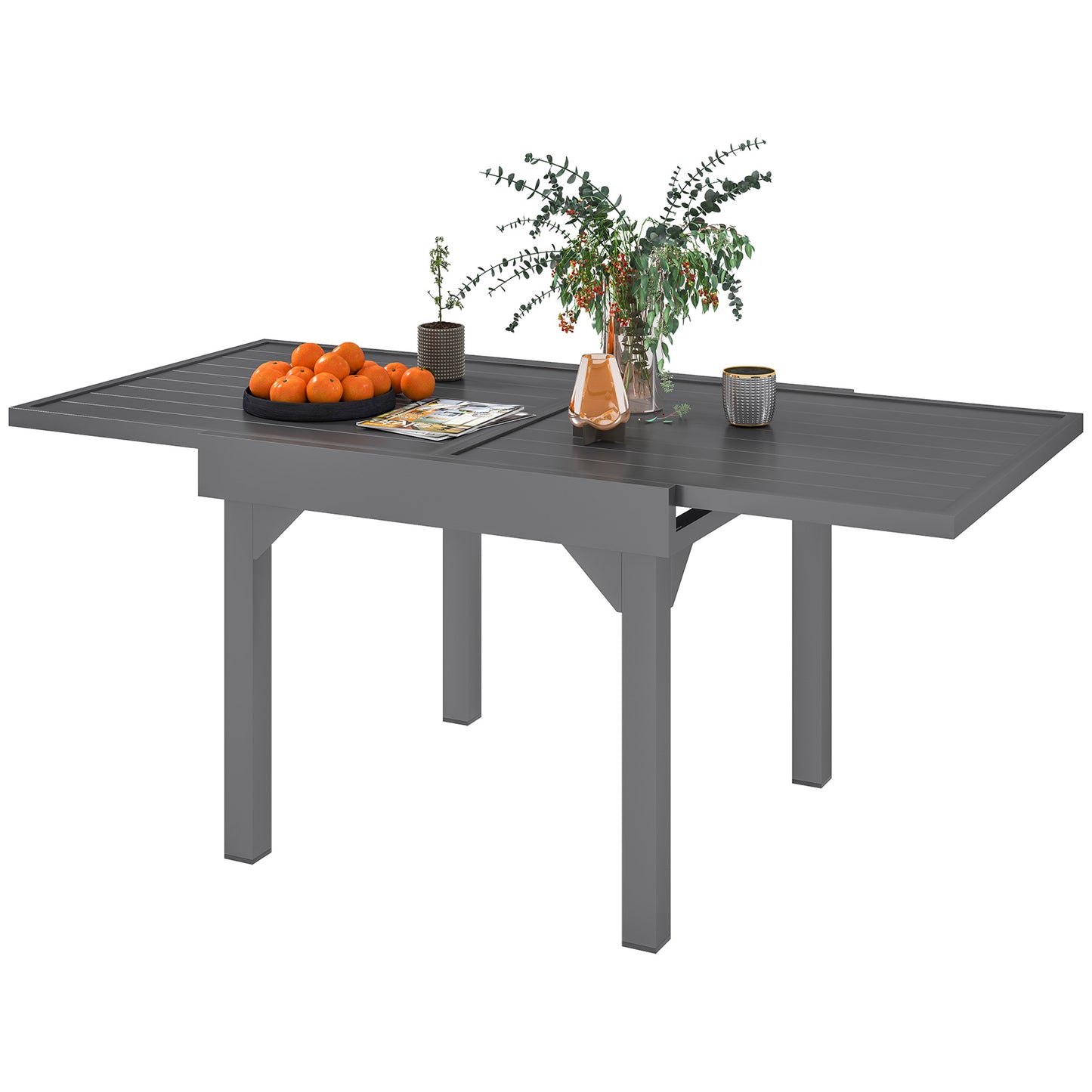 Table de salle à manger d'extérieur extensible en aluminium, gris