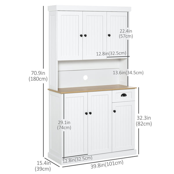 Buffet de cuisine avec support pour four à micro-ondes, blanc