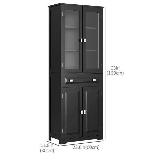 Armoire de cuisine avec étagères réglables, noir