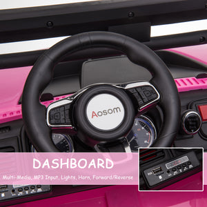2-seater police truck, 12V with LED lights, pink