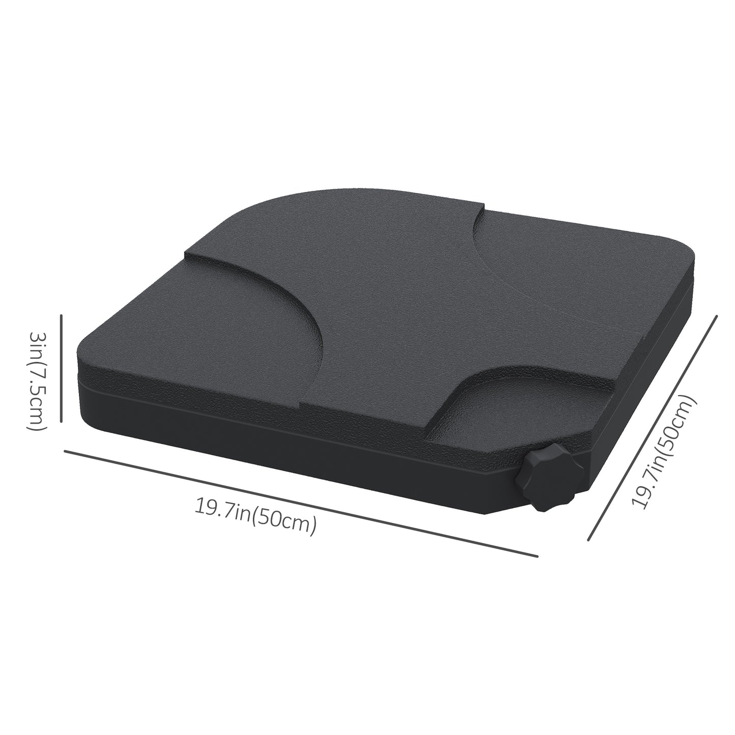 Lot de 4 poids pour pied de parasol déporté, remplissables de sable ou d'eau, noir