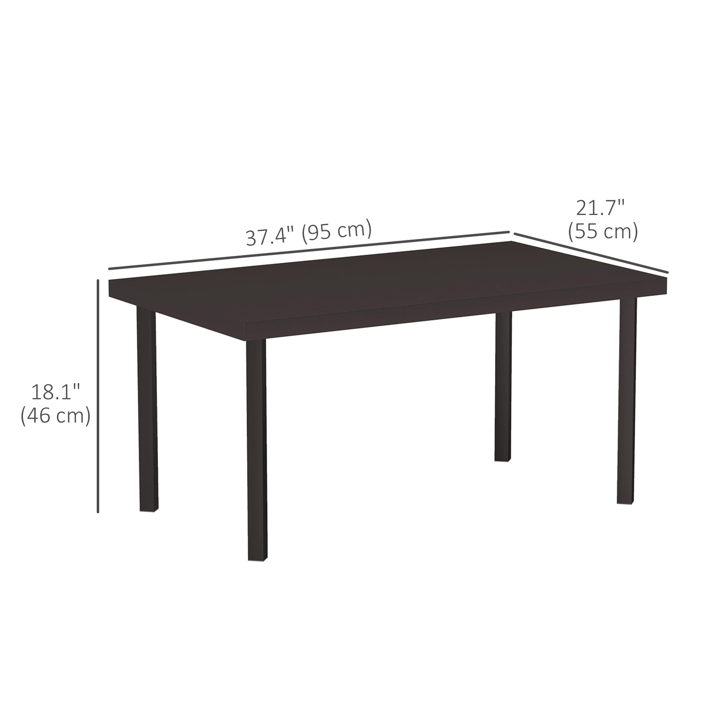 Outsunny Outdoor Metal Side Table, Rectangular Coffee Table with Faux Wood Top for Outdoor Garden, Brown