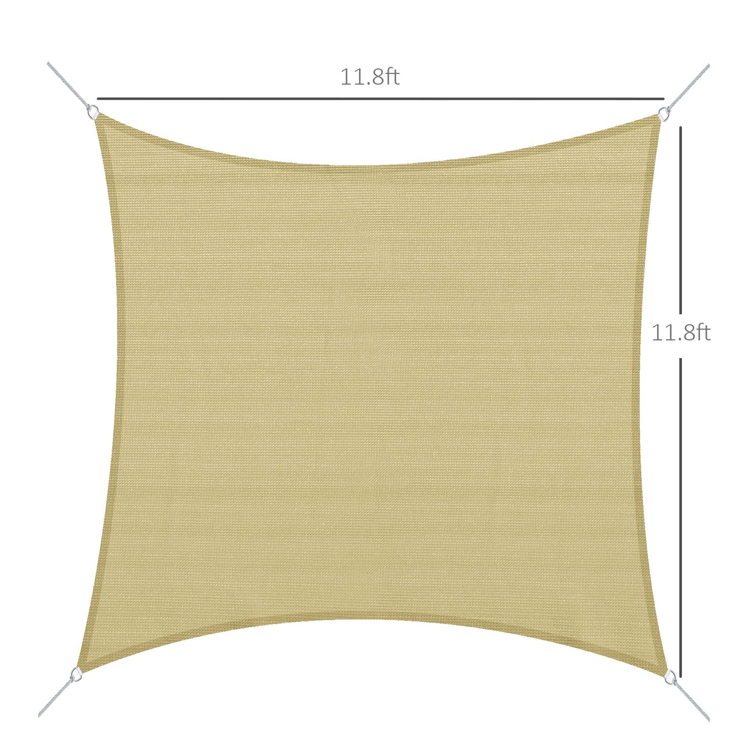 Outdoor Rectangular Shade Sail - 12' x 12' with Bag, Sand