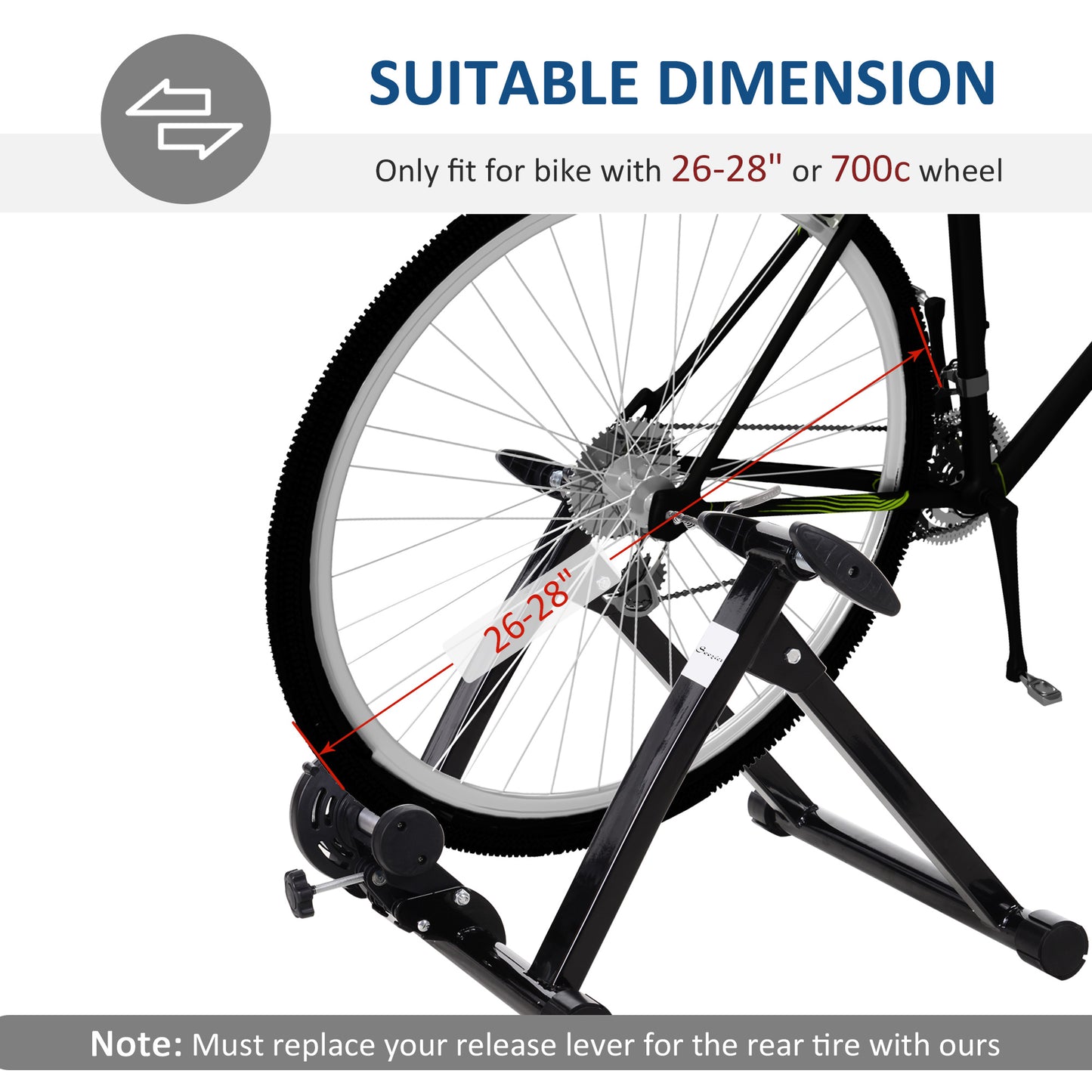 Stationary Bike Stand for Cycling Exercise, 26-28 Inch Wheels, Black