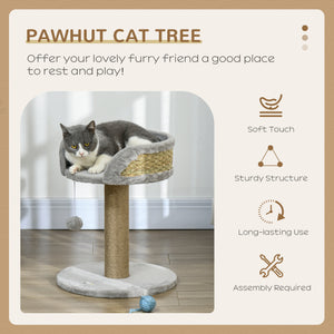 Cat tree with scratching post, play ball, perch and small tower, gray