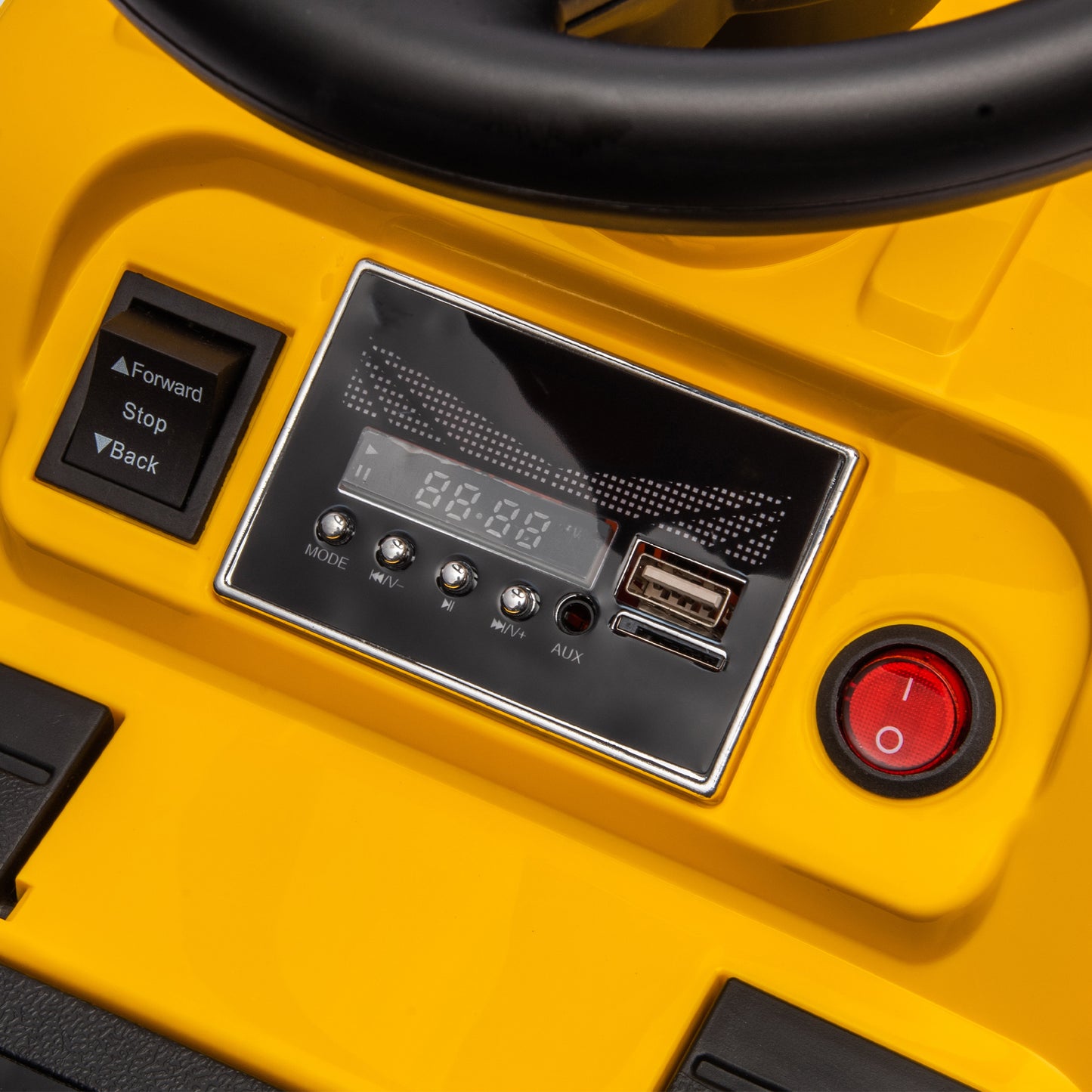 6V Electric Ride-On Tractor, 3-in-1 Electric Ride-On Excavator, Bulldozer, for 18-48 Months - Yellow