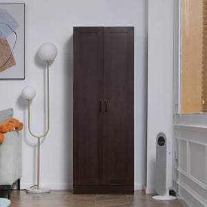 Meuble de rangement avec 2 portes à fermeture douce et 4 étagères, noyer foncé