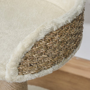 Cat tree with scratching post, play ball, perch and small tower, beige