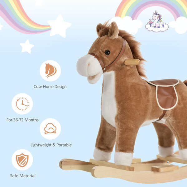 Plush Rocking Horse with Sounds, Brown