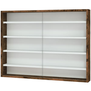 5-Tier Glass Display Cabinet with 2 Glass Doors and 4 Adjustable Shelves, Brown