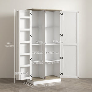 Meuble de rangement avec étagères de porte et étagères réglables, blanc crème