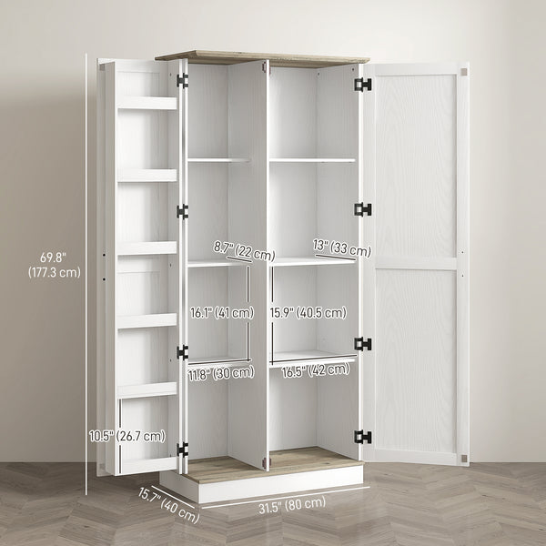 Meuble de rangement avec étagères de porte et étagères réglables, blanc crème