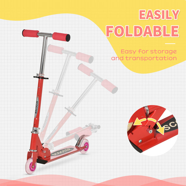 Trottinette convertible avec roues et lames, rouge