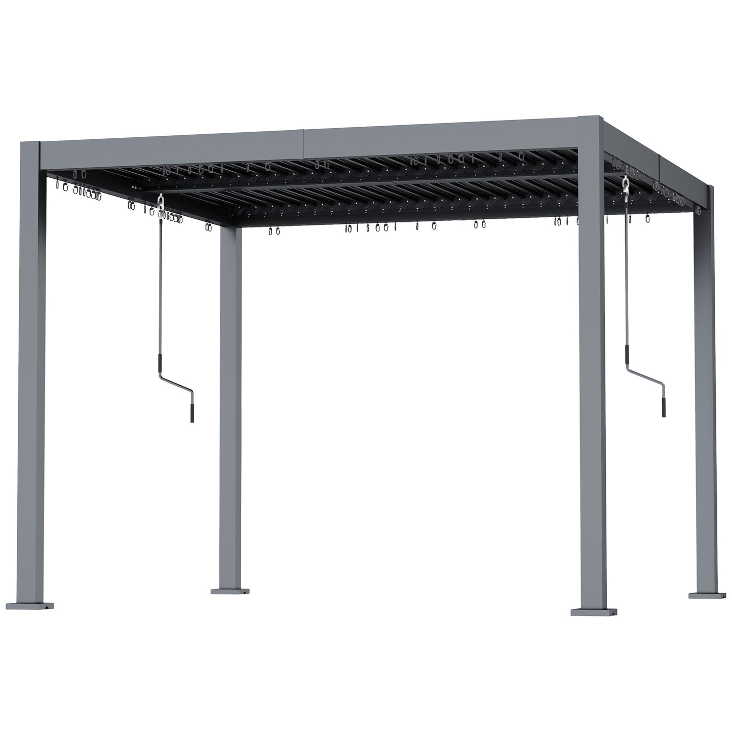Pergola à persiennes 10' x 10' avec toit métallique réglable et cadre en aluminium à toit rigide avec système de drainage