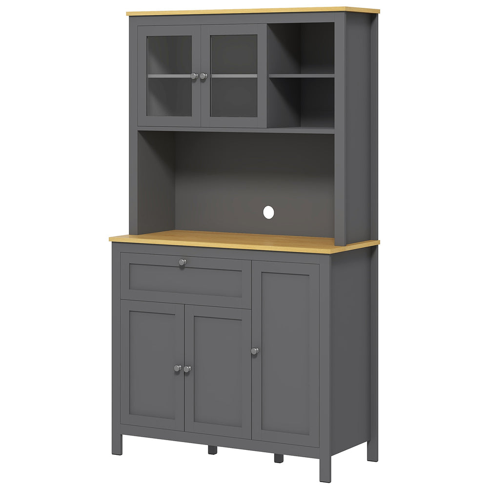 5-door kitchen cabinet with adjustable shelves, gray