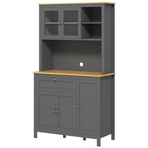Armoire de cuisine 5 portes avec étagères réglables, grise