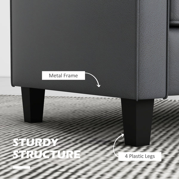 Causeuse en cuir synthétique rembourré avec accoudoirs, gris