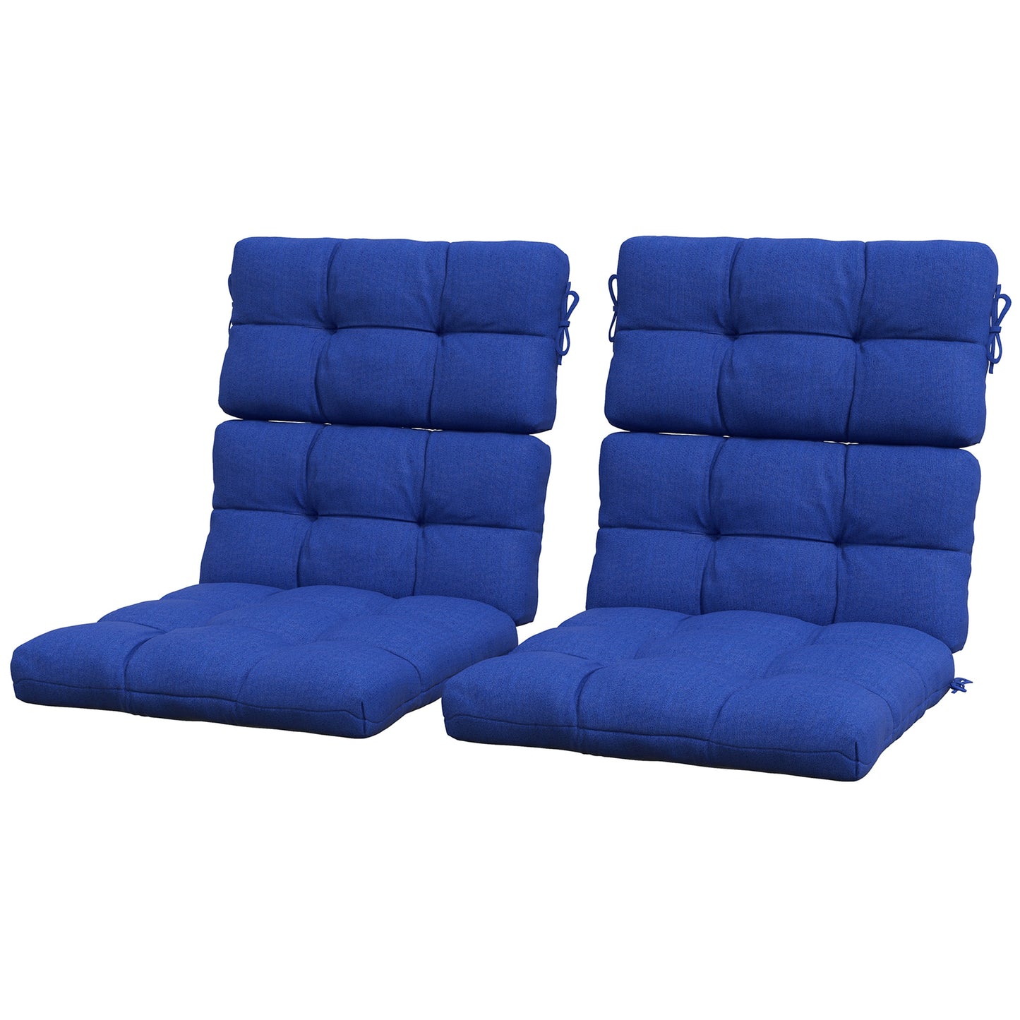 Ensemble de 2 coussins de chaise de patio extérieur avec attaches, capitonnés, bleu marine