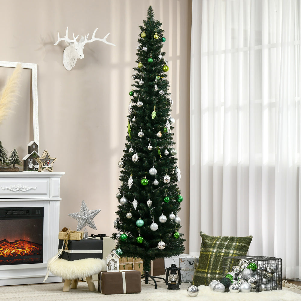 Sapin de Noël artificiel vert de 7 pieds avec support pliable noir